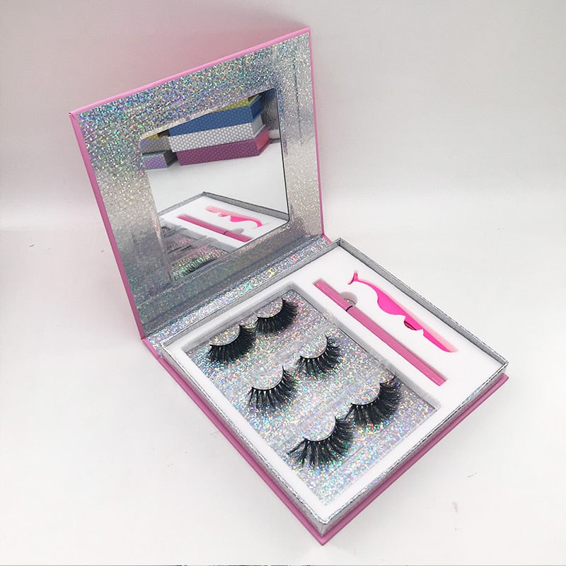 Big 3 Pairs Lash Packaging with Eyelashes